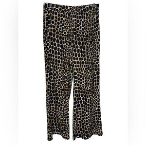 Jude Connally Wide Leg Pants Giraffe Print Black Tan White Size Medium